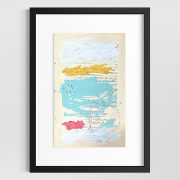 Original Abstract Modern Art Painting on Paper from 1875 Magazine #13 Signed